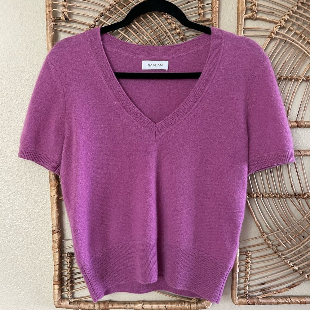 Naadam 100% Cashmere Sweater Cropped Pullover‎ Purple Pink Women's Sz XS B13